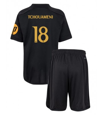 Real Madrid Aurelien Tchouameni #18 Tercera Equipación Niños 2023-24 Manga Corta (+ Pantalones cortos)